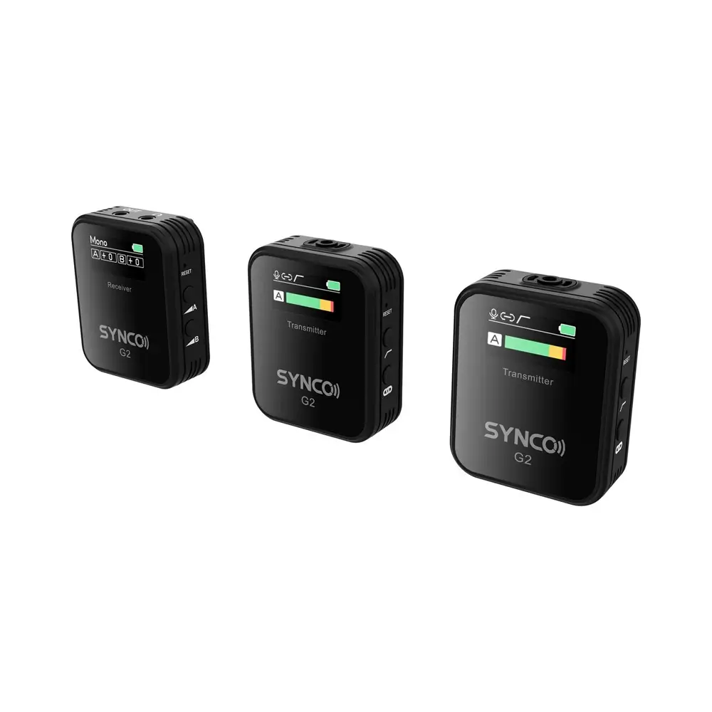 synco-g2a2-2 SYNCO G2(A2) Quality Dual Wireless Microphone, 2 Transmitters, 8h Recording, 200m Transmission Range, TFT Screen - Image 2