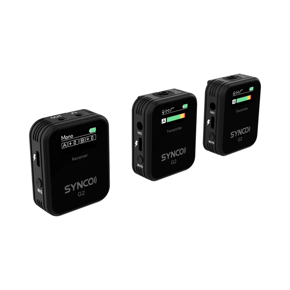 synco-g2a2-5 SYNCO G2(A2) Quality Dual Wireless Microphone, 2 Transmitters, 8h Recording, 200m Transmission Range, TFT Screen - Image 5