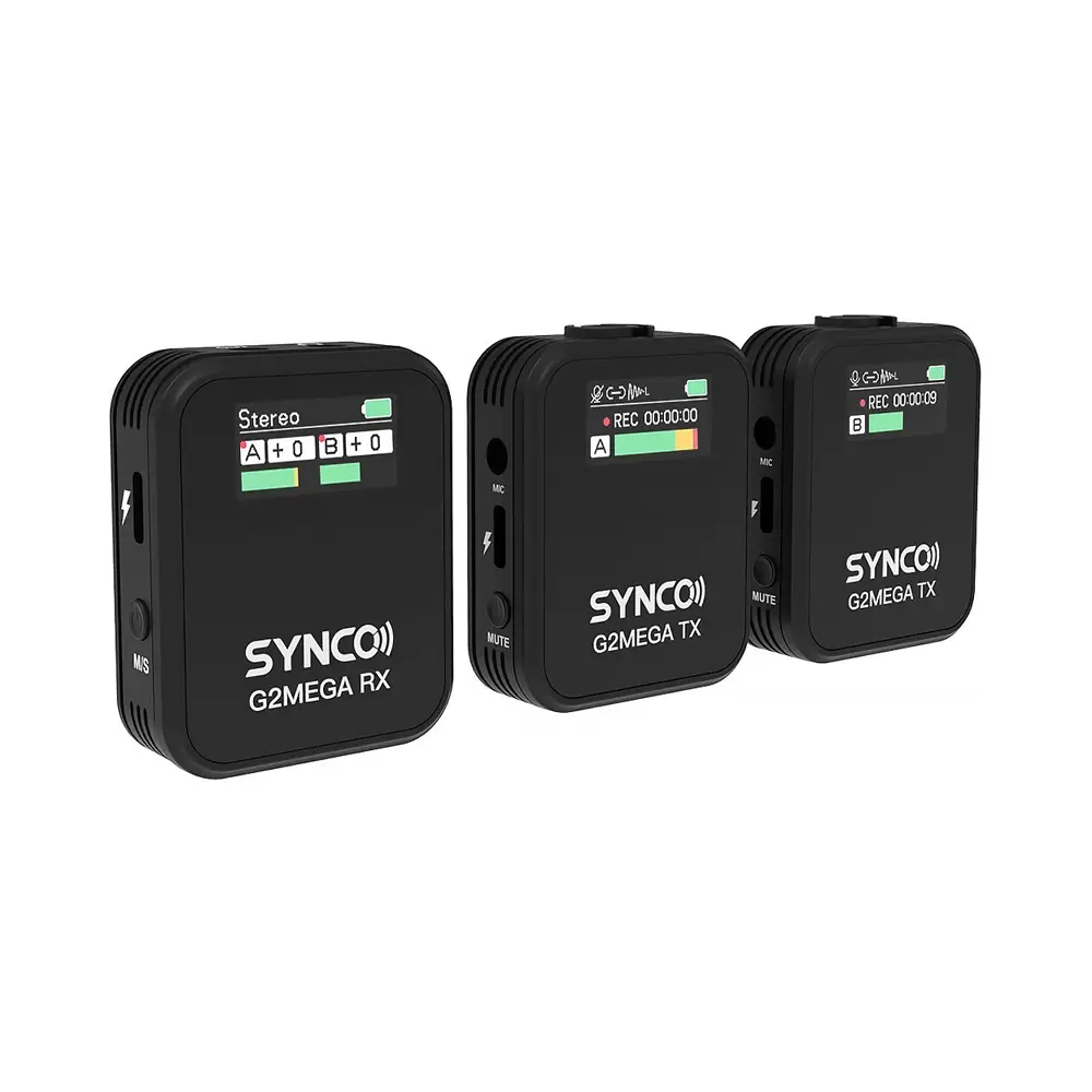 synco-g2a2-mega-4 Synco WAir-G2-A2 MEGA Ultracompact 2-Person Wireless Lavalier Microphone System/Recorder for Cameras and Smartphones - Image 5
