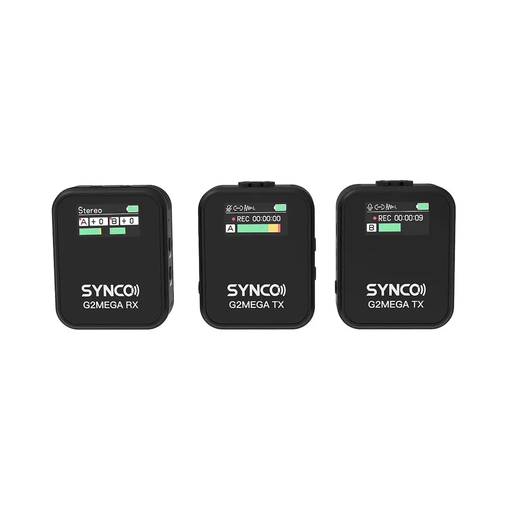 synco-g2a2-mega-5 Synco WAir-G2-A2 MEGA Ultracompact 2-Person Wireless Lavalier Microphone System/Recorder for Cameras and Smartphones - Image 6