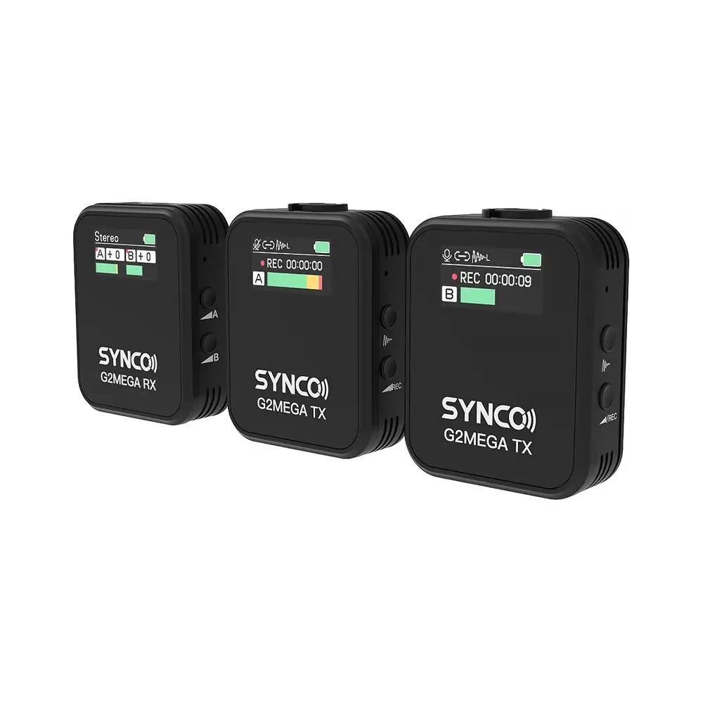 synco-g2a2-mega-6 Synco WAir-G2-A2 MEGA Ultracompact 2-Person Wireless Lavalier Microphone System/Recorder for Cameras and Smartphones - Image 4