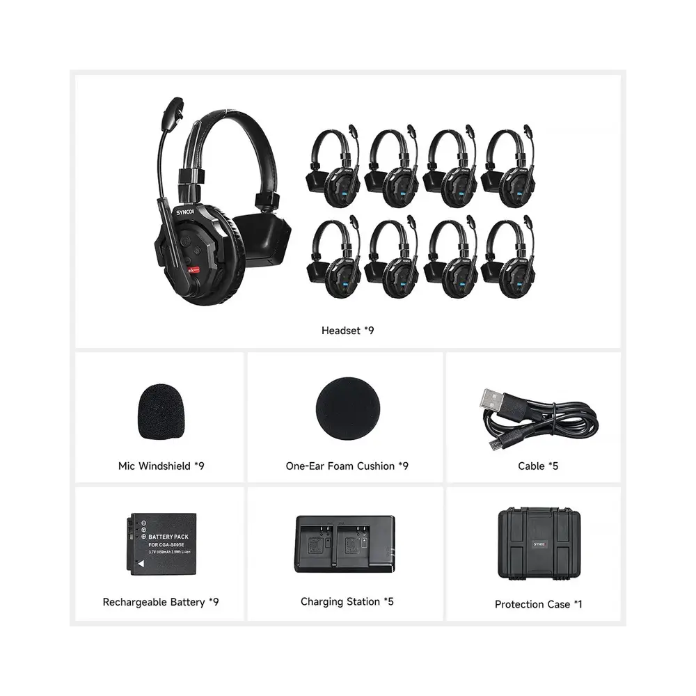 synco-xtalk-x9-6 Synco X-Talk X9 Wireless Intercom System with 9 Single-Ear Headsets - Image 7