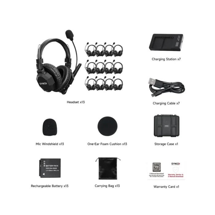 Synco Xtalk XMax13 Wireless Intercom with 13 Dual-Ear Headsets - Image 3
