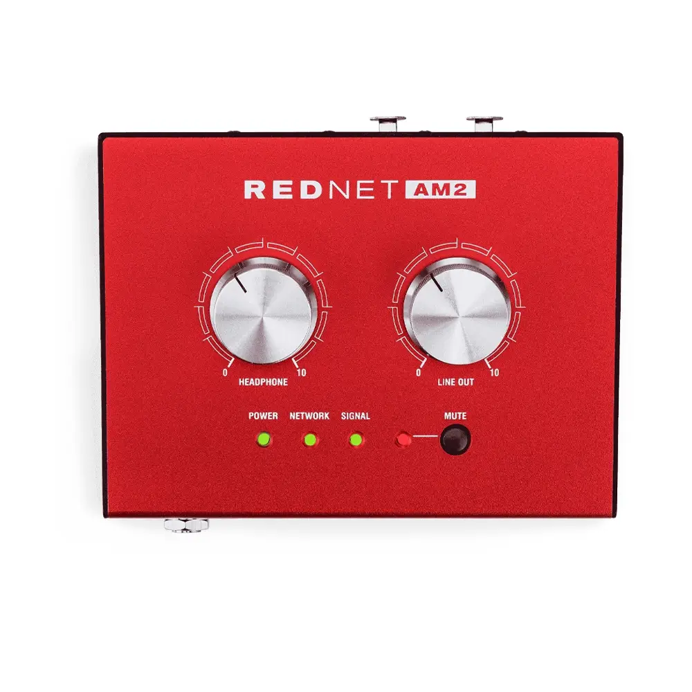 rednet-am2-1 Focusrite RedNet AM2 Stereo Dante Headphone Amplifier and Line-Out Interface - Image 1