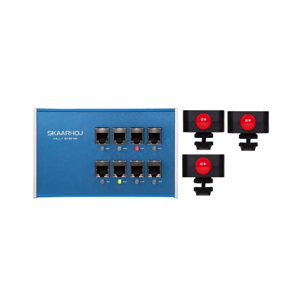 ETH-TALLY-LINK-V2-X3 SKAARHOJ Tally Box + 3 x Tally Lights Bundle - Image 1