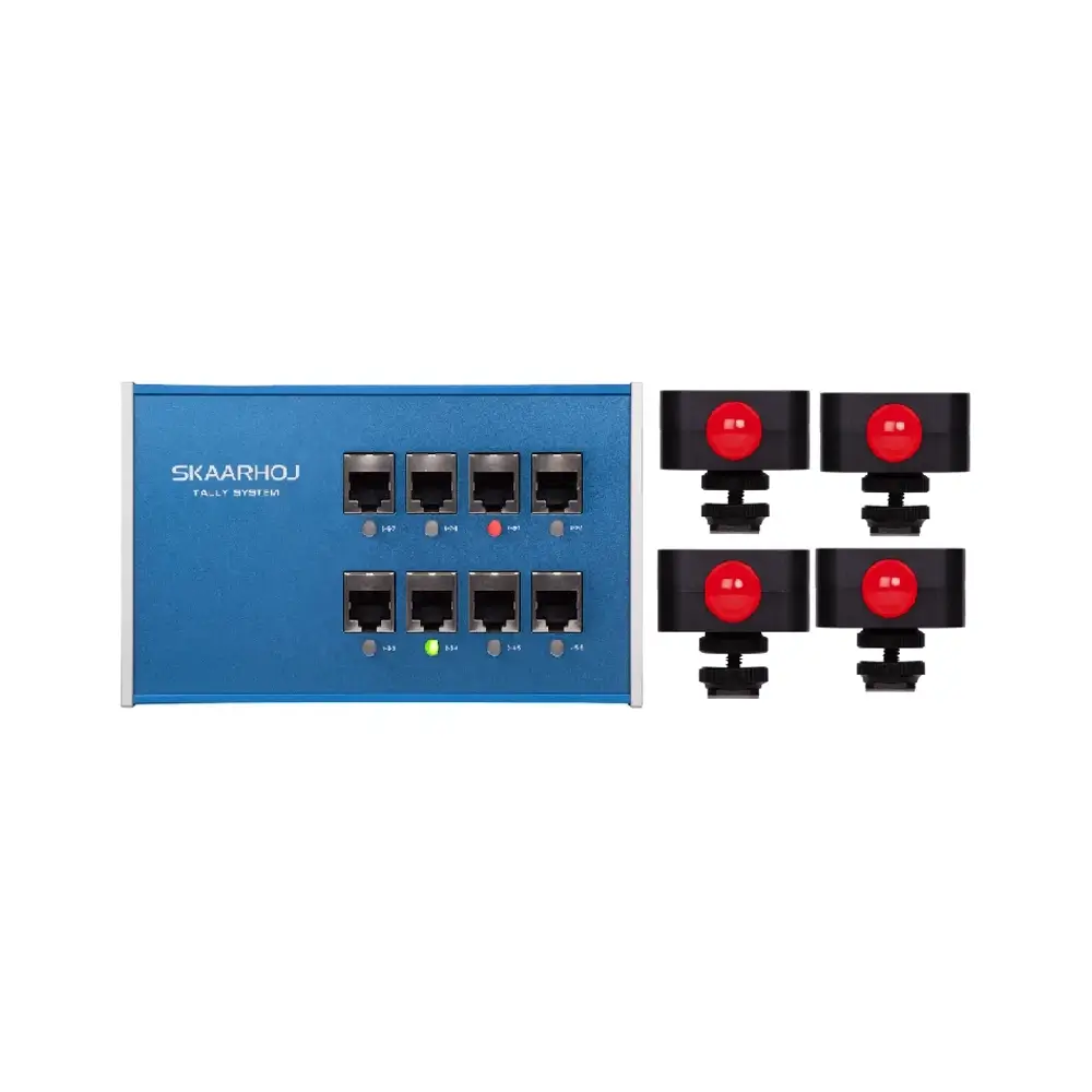 ETH-TALLY-LINK-V2-X4 SKAARHOJ Tally Box + 4 x Tally Lights Bundle - Image 1