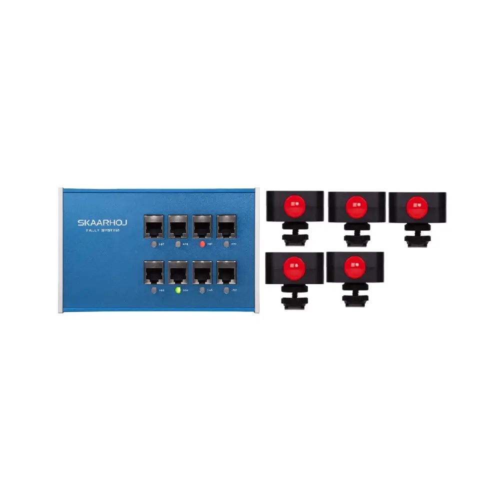 ETH-TALLY-LINK-V2-X5 SKAARHOJ Tally Box + 5 x Tally Lights Bundle - Image 1
