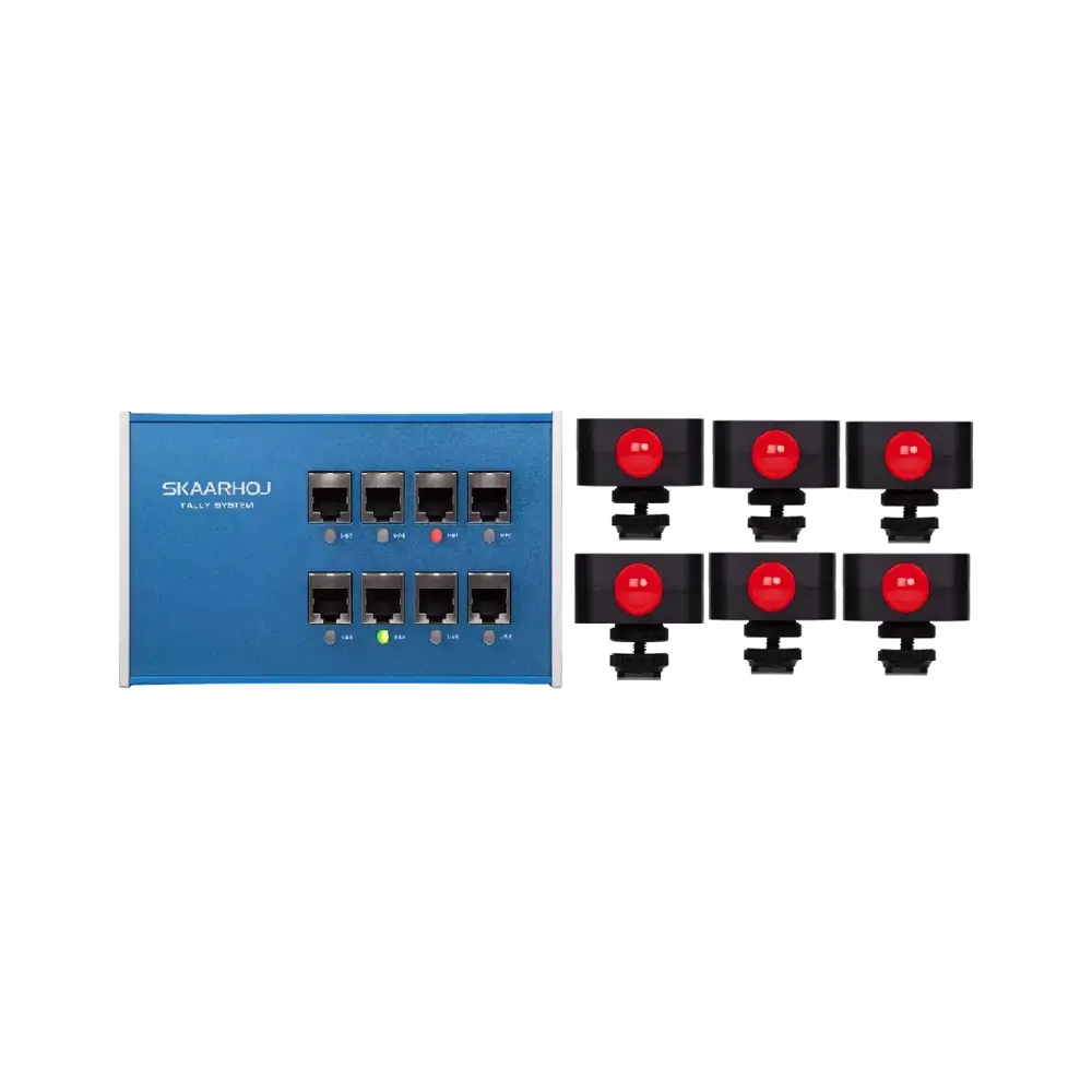 ETH-TALLY-LINK-V2-X6 SKAARHOJ Tally Box + 6 x Tally Lights Bundle - Image 1