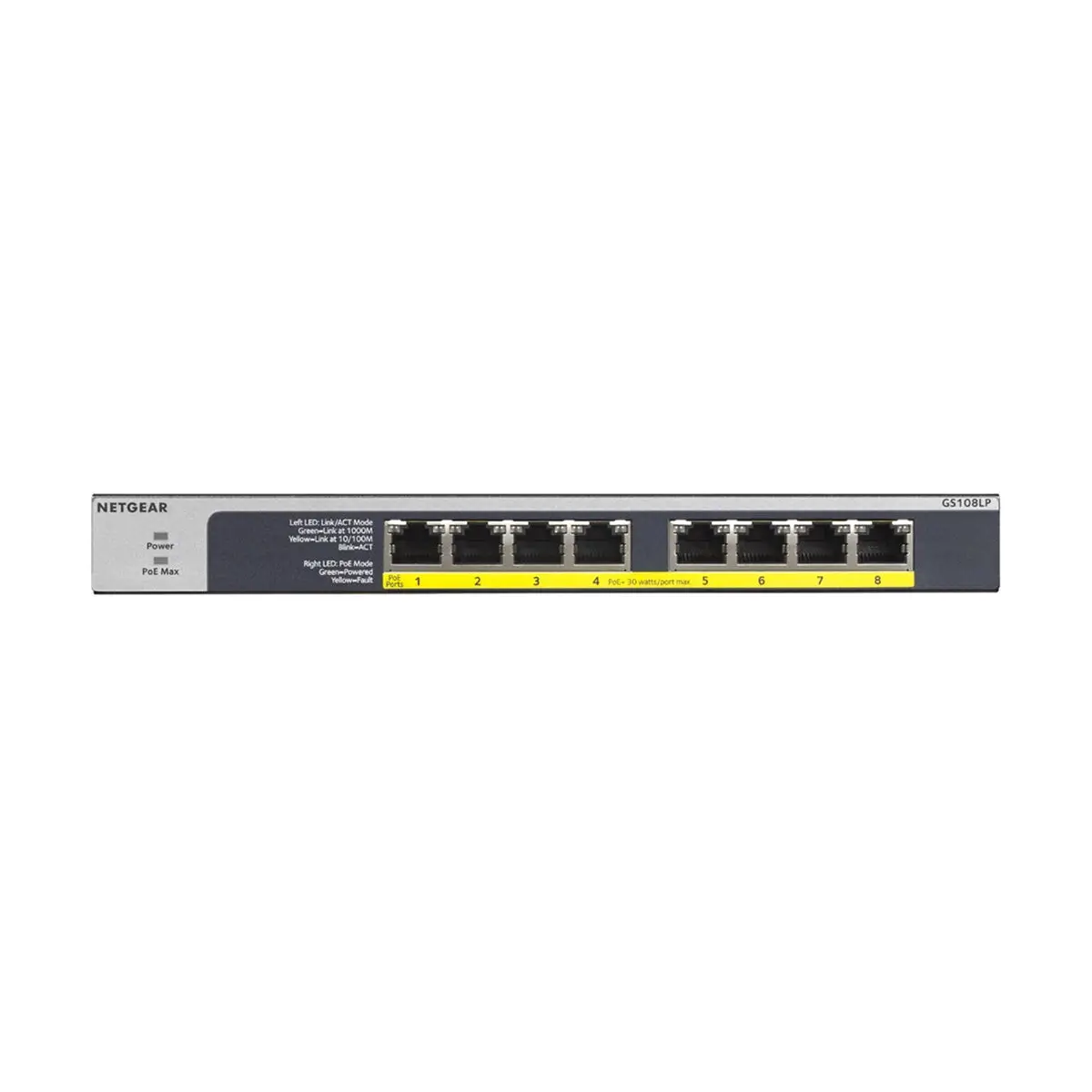 GS108LP-100EUS-1 NETGEAR GS108LP - 8-Port Gigabit Ethernet Unmanaged Switch W/POE/POE+ - Image 1