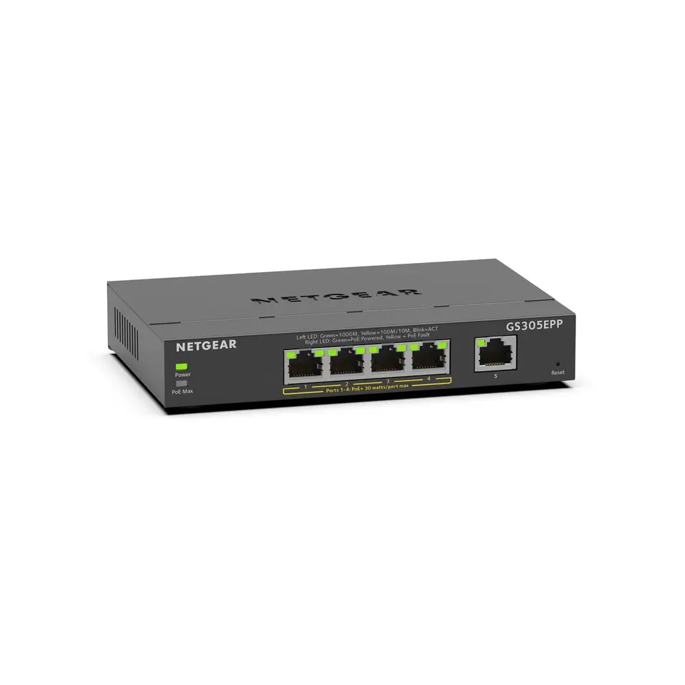 GS305EPP-100EUS-1 NETGEAR GS305EPP - 5PT GE Smart Switch W/ HI-PWR POE+ - Image 1
