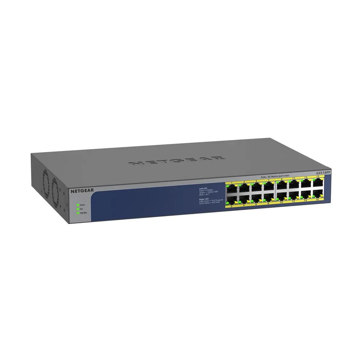 GS516PP-100EUS-1 NETGEAR GS516PP - 16-Port Gigabit Ethernet Unmanaged Switch W/POE/POE+ - Image 1